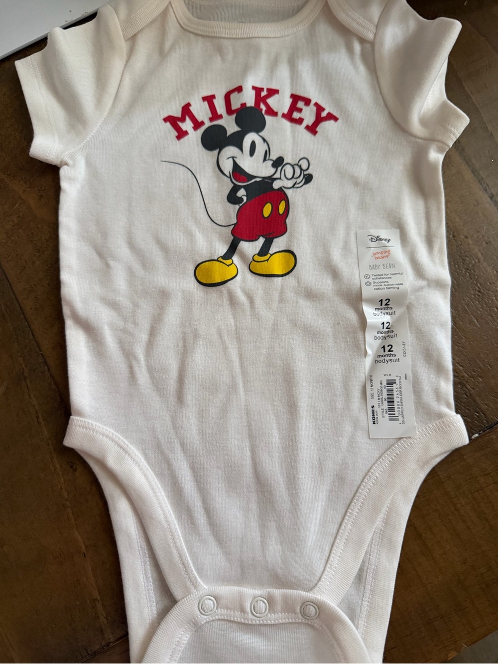 Disney Mickey Mouse infant toddler baby white short sleeve one piece bodysuit 12